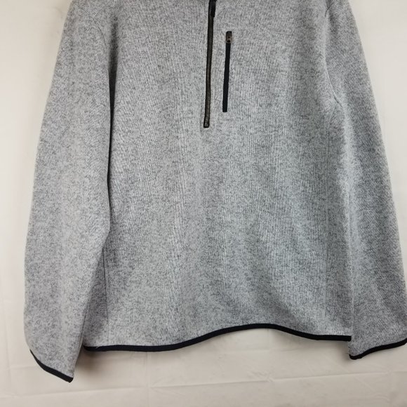 NWT Lands End Mens Sz M Gray Fleece Pullover Sweater 1/4 Zip Long Sleeve NEW - Picture 3 of 12
